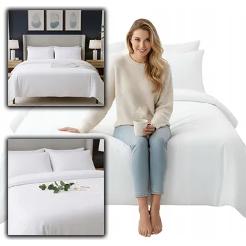 Povlečení BÍLÉ HOTELOVÉ HOTELOVÉ POVLEČENÍ 160X200 100% BAVLNA + POVLAK NA POLŠTÁŘ, POLSKÝ PRODUKT
