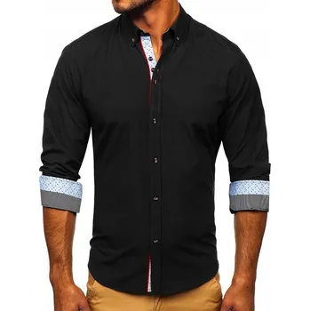 Pánská košile Bolf pánská košile casual s dlouhým rukávem slim střih bavlna velikost S