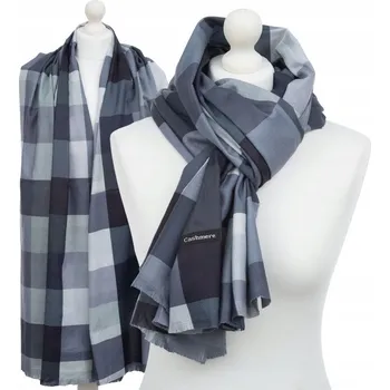 Šála Velká dámská kašmírová šála s kostkovaným vzorem - dlouhá kašmírová šála