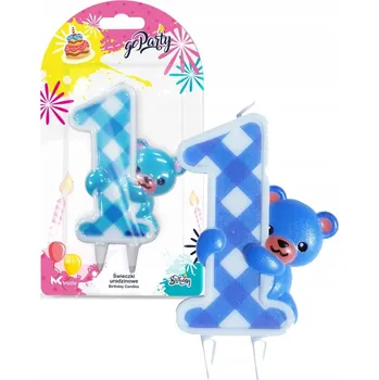 Svíčka Svíčka na dort k 1. narozeninám - medvídek, 10 cm