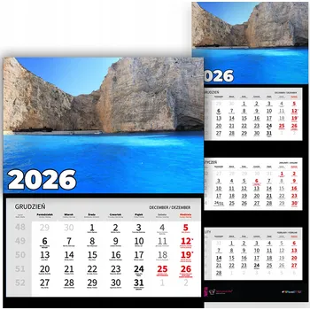 Kalendář Trojdílný kalendář 2026 Měsíční do kanceláře nástěnný Eiffelova věž Mix Vzorů