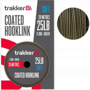 Trakker Soft Coated Hooklink 20m 25lb Green Coated Braided Šňůra
