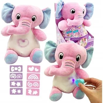 plyšák Zábavný plyšový měkký Slůně se světelnými Samolepky a svítilnou