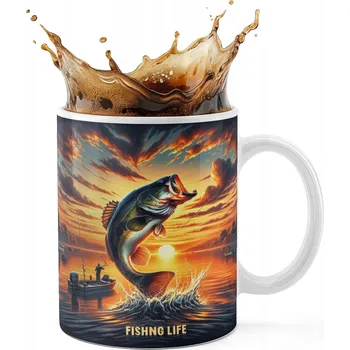 KERAMICKÝ HRNEK 330ML S POTISKEM - RYBÁŘSKÝ MOTIV RYBÁŘ PRUT FANATIK RYBA