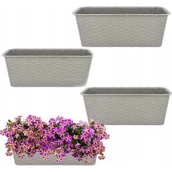 Květináč BALKONOVÝ TRUHLÍK KVĚTINÁČ 40 CM ŠEDÝ RATAN GALICJA