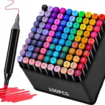 OBOUSTRANNÉ POPISOVAČE 100 BAREV, BAREVNÉ FIXY, PRAKTICKÉ A ODOLNÉ