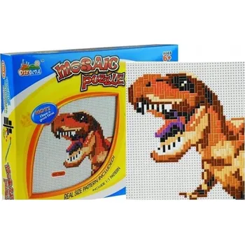 Obraz Velká mozaika s dinosaurem, barevné kolíčky, podložka