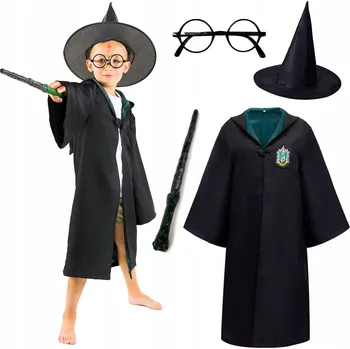 Karnevalový kostým Kostým Harry Potter karnevalový ples brýle hůlka 134-140 převlek plášt