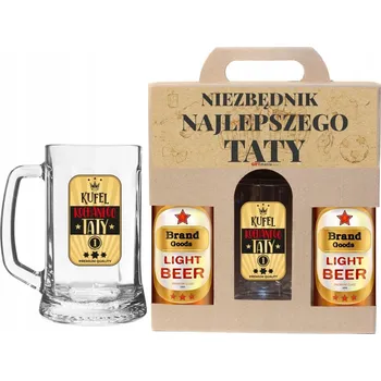 Sklenice DÁREK KE DNI OTCŮ, PŘENOSNÍK DÁRKOVÁ SADA SKLENĚNÉ SKLENĚNÁ PIVNÍ SKLENICE