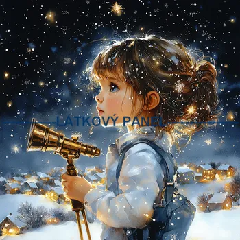 Látkový panel - Holčička s hvězdou - DZ-194 Velikost: 15x15cm, Materiál: Kočárkovina