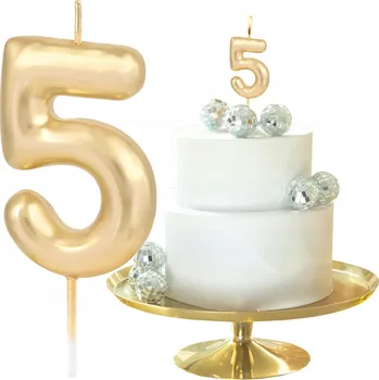 Dortová svíčka ČÍSLICE SVÍČKA ČÍSLO 5 PĚT LESKLÝCH SVÍČEK DEKORATIVNÍCH NA DORT