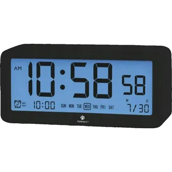 Budík Elektronický Budík Černý Datum Snooze Podsvícení Síťový 15x7x4cm Pe