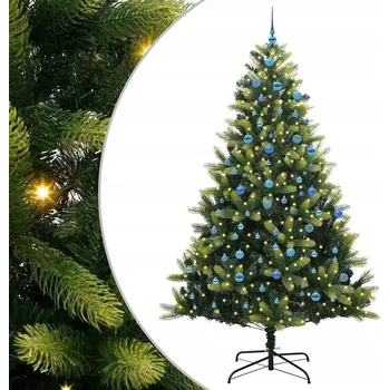 Vánoční stromek Umělý skládací vánoční stromeček 300 LED Zelená 240 cm PVC a PE