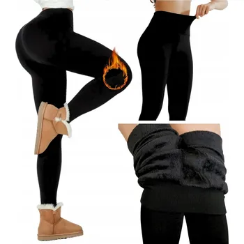 Dámské legíny ZATEPLENÉ LEGÍNY S KOŽÍŠKEM silné TEPLÉ Zimní Elastické M/L
