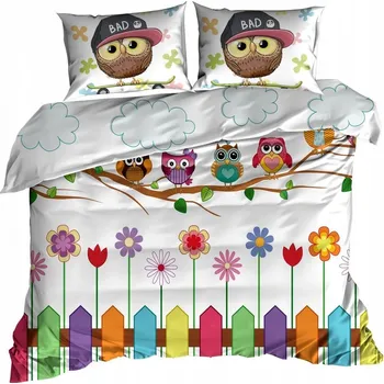 Povlečení 3D Bavlna saténové Povlečení 160x200 S JARNÍMI SOVIČKAMI