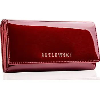 Peněženka Peněženka Betlewski kožená lakovaná červená velká horizontální se západkou