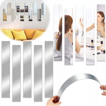 Zrcadlo SAMOPRZYLEPNE SAMOLEPKY LUSTRZANE NA STĚNU 50 X 5 CM 10 KS ZRCADLO