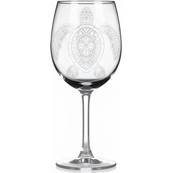 Sklenice Sklenice na víno s gravírováním mandaly želvy II – Rovnováha a ochrana