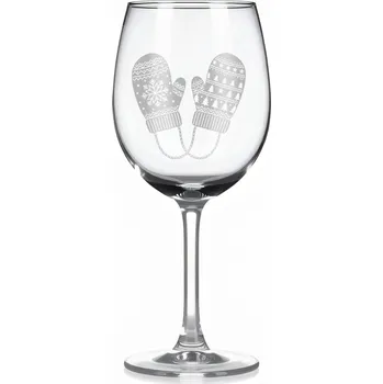 Sklenice Sklenice na víno s gravírovaným motivem zimních rukavic