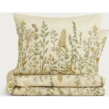 Povlečení Povlečení saténová bavlněná květina 160x200 krémová elegantní saténová tkanina CALLA