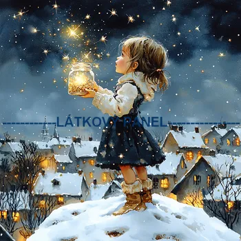 Látkový panel - Holčička s hvězdou - DZ-203 Velikost: 15x15cm, Materiál: Úplet