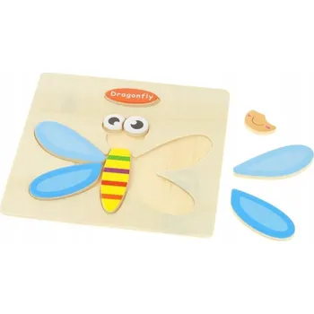 Dřevěná hračka DŘEVĚNÁ VZDĚLÁVACÍ SKLÁDAČKA PUZZLE ZVÍŘÁTKO VÁŽKA PRO DĚTI MANUÁLNÍ