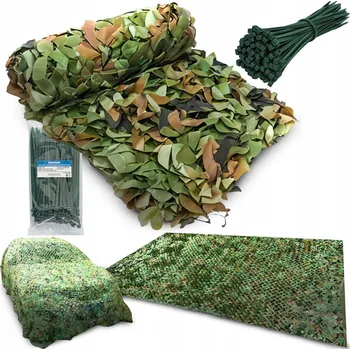 Krycí plachta Vojenská maskovací síť 2x4m stínící kamuflážní zahradní 8m2 + stahovací pásky