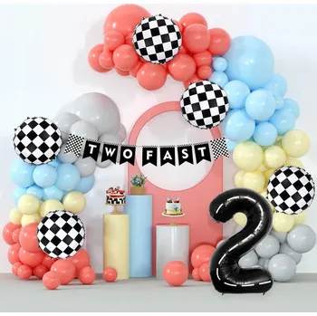 Balónek Sada narozeninových balónků s girlandou – pastelové barvy: korálová, modrá, žlutá