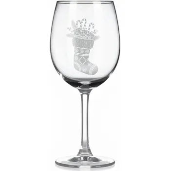 Sklenice Sklenice na víno s gravírovaným motivem vánoční ponožky s dárky