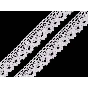 Stuha Krajková stuha 28mm bílá (Bavlněná krajka šíře 28mm paličkovaná bílá)