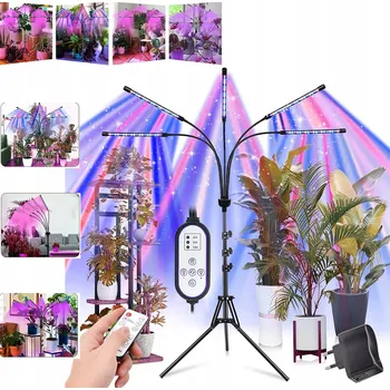 Osvětlení pro růst rostliny 5 x 80 LED Světlo pro Růst Rostlin Čtyřpanelové Pěstební Světlo Časovač Dálkové Ovládání