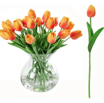 umělá květina 10x TULIPÁNY Z PU POMERANČOVÉ KYTICE UMĚLÝCH KVĚTIN NA Velikonoce