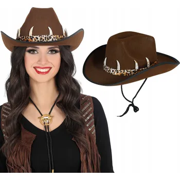 Klobouk Kovbojský klobouk s tesáky – hnědý australský styl