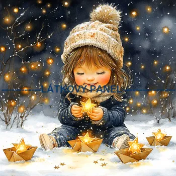 Látkový panel - Holčička s hvězdou - DZ-244 Velikost: 25x25cm, Materiál: Bavlna
