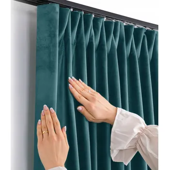 Obraz FILUMI Závěs samet VELUR Řasící páska TMAVĚ TYRKYSOVÁ 140x280