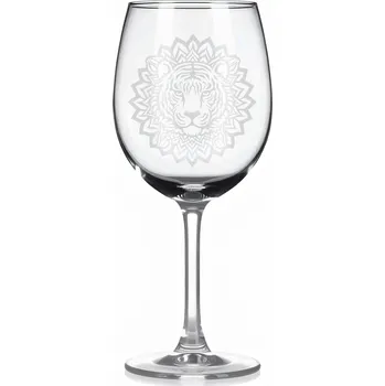 Sklenice Sklenice na víno s gravírováním mandaly tygra II – Divoká krása