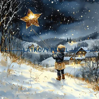 Látkový panel - Holčička s hvězdou - DZ-193 Velikost: 15x15cm, Materiál: Kočárkovina