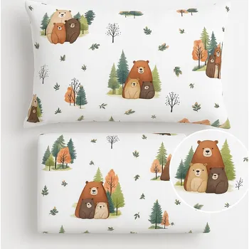 Povlečení Pościel misie rodzina kremowe niedźwiadek las Povlečení medvídci rodina krémové medvídek les 140x200