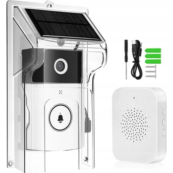 Domovní zvonek Bezdrátový videozvonek se solárním pohonem a dešťovým krytem, vodotěsný, venkovní