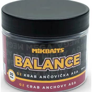 Boilies Nástraha Kaprové kuličky Mikbaits Mega Balance G2 Crab Anchovy 30 mm 300 ml