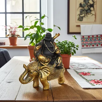 Slon zlato / Buddha s ingotem 14cm