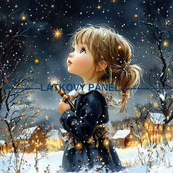 Látkový panel - Holčička s hvězdou - DZ-195 Velikost: 30x30cm, Materiál: Kočárkovina