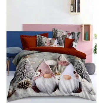 Povlečení BLACK FRIDAY 2025 ! Sada vánočního bavlněného povlečení s 3D efektem pro 2 postele 140x200/70x90 cm – VÁNOCE / MERRY CHRISTMAS - Dva Skřítci + PROSTĚRADLO ZDARMA !