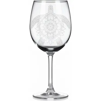 Sklenice Sklenice na víno s gravírováním mandaly želvy – Klid a dlouhověkost