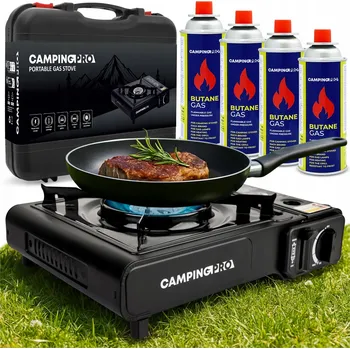 Turistický vařič TURISTICKÝ VAŘIČ CAMPINGPRO BASE S 38841 + 4 KARTUŠE 38803