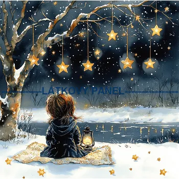 Látkový panel - Holčička s hvězdou - DZ-207 Velikost: 30x30cm, Materiál: Mikroplyš