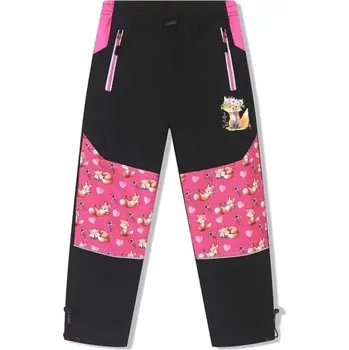 Dívčí kalhoty Dívčí šusťákové kalhoty zateplené Kugo BU620 černé