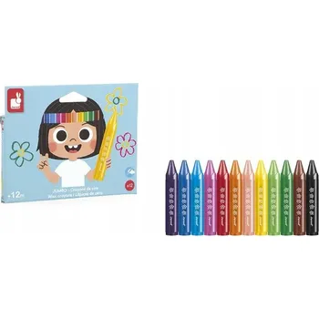 Kresba Kreativní sada - Voskové Pastelky 12 barev, pro děti, 12 m+, Janod