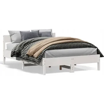 Postel Bílá postel z masivního borovicového dřeva 195,5 x 145,5 x 71,5 cm