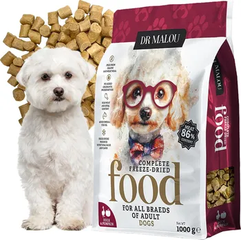 Krmivo pro psa Lyofilizované prémiové krmivo pro psy Dr. Malou – kachna s dýní 1 kg, pro dospělé psy